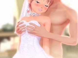 Innocent anime bruid gevingerd pet een orgasme