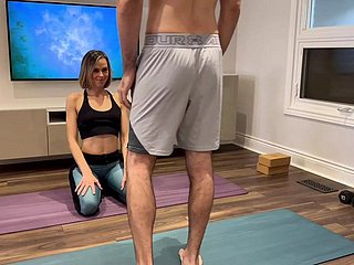 Wife gets fucked added to creampie around yoga pants to the fullest extent a finally working outside from husbands friend